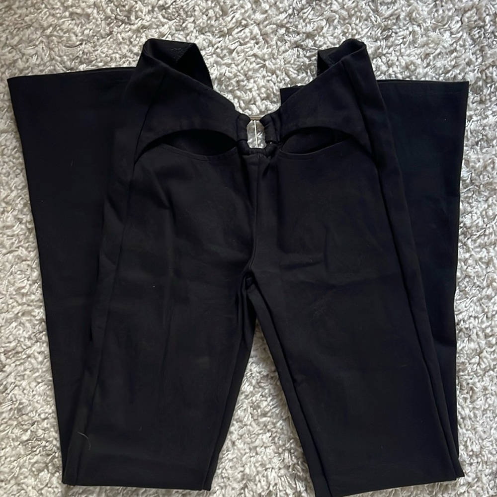 I Am Gia Buckle Cut Out Black Pants